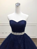 Royal blue/Purple gorgeous shiny exquisite beaded A-line long tulle ball gown evening dress HZ1023
