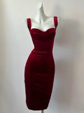 Red Stylish Elegant Short Velvet Homecoming Dress Prom Dress Evening Dress Party Dress Prom Dress HZ1023