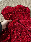 Red Shiny Fashion Short Mini Sequin Homecoming Dress Birthday Party Dress HZ1023