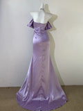 Purple simple fashionable strapless fishbone one-shoulder dress elegant long satin floor-length ball gown evening dress prom dress HZ1023