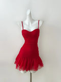Red fashion cute sweet simple short dress HZ1023