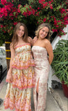 Orange fashion sweet floral layered lace long prom dress evening gown garden party dress HZ1023