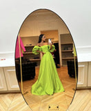 Green fashion tube top sexy off-shoulder puff sleeve floor length maxi dress long ball gown evening dress party dress HZ1023