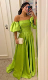 Green fashion tube top sexy off-shoulder puff sleeve floor length maxi dress long ball gown evening dress party dress HZ1023