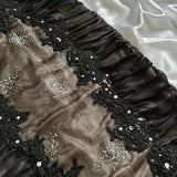 Black Brown Shiny Exquisite Elegant Beaded Lace Long Corset Ball Gown,Evening Dress,Party Dress HZ1023