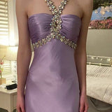 Vintage purple fashion exquisite beading elegant long satin ball gown, evening dress, formal party event dress HZ1023
