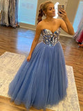 Blue/light pink/pink/black Shiny Sequins BlueTulle Sweetheart Formal Evening Dresses Long Prom Dresses HZ1023