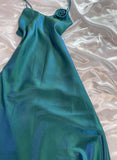 Green gradient fashion simple long elegant satin ball gown evening dress party dress HZ1023