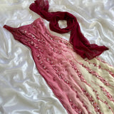 Pink gradient gorgeous fashion exquisite beading long chiffon elegant ball gown evening dress party dress HZ1023