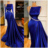 Blue gorgeous shiny long slit elegant floor-length ball gown evening dress party dress HZ1023