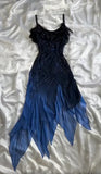 Navy Blue Gorgeous Exquisite Fashion Beaded Charming Long Tulle Elegant Ball Gown Evening Dress Party Dress HZ1023