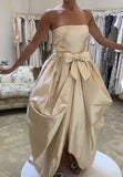Off-white stylish elegant long satin ball gown evening dress reception wedding dress HZ1023