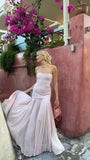Pink Simple Elegant Long Tulle Ball Gown Evening Dress HZ1023