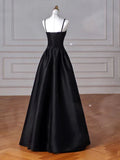 Black/Red/Navy Elegant Simple Fashion A-Line Satin Long Ball Gown Evening Dress Party Dress Prom Dress HZ1023