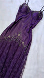 Purple Gorgeous Exquisite Applique Beading Spaghetti Strap Long Lace Ball Gown Evening Dress HZ1023