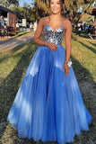 Blue/light pink/pink/black Shiny Sequins BlueTulle Sweetheart Formal Evening Dresses Long Prom Dresses HZ1023