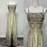 Champagne color gorgeous retro gradient exquisite beaded long elegant tulle ball gown evening dress party dress prom dress HZ1023