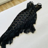 Black Fashion Exquisite Lace Long Ruffled Ball Gown Evening Dress Party Dress HZ1023