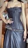 Purple vintage fashion spaghetti strap long satin prom dress, evening dress, party dress HZ1023