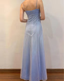 Purple Shiny Fashion Spaghetti Strap Long Elegant Tulle Ball Gown Evening Dress Party Dress HZ1023