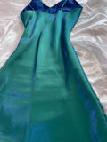 Green gradient fashion simple long elegant satin ball gown evening dress party dress HZ1023