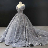 Silver/Red/Green Shiny Gorgeous Sequined Long Prom Dress Evening Dress Off Shoulder Adult Ceremony Dress HZ1023