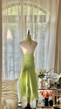 Light Green Shiny Fashion Elegant Exquisite Beading Long Chiffon Fairy Ball Gown Evening Dress Birthday/Wedding Guest/Holiday Party Dress Prom Dress Valentine's Day Date Dress HZ1023