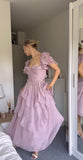 Purple Vintage Elegant Fashion Long Tulle Chiffon Ball Gown Evening Dress Wedding Guest Dress Birthday Party Dress HZ1023