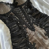 Black Brown Shiny Exquisite Elegant Beaded Lace Long Corset Ball Gown,Evening Dress,Party Dress HZ1023