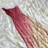 Pink gradient gorgeous fashion exquisite beading long chiffon elegant ball gown evening dress party dress HZ1023