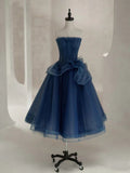 Blue Fashion Elegant Long Tulle Homecoming Dress Prom Dress Evening Dress Party Dress HZ1023