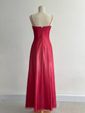 Red Fashion Elegant Exquisite Embroidery Beading Spaghetti Strap Long Tulle prom dress Evening Gown Party Dress HZ1023