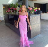 Pink Fashion Strap Long Tulle Prom Dress Evening Dress HZ1023