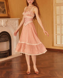 Pink Sweet Stylish Elegant Mid Length Exquisite Lace Satin Homecoming Dress Prom Dress Evening Dress Wedding Guest Party Dress Graduation Dress HZ1023