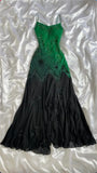 Green shiny fashion exquisite beading spaghetti straps long chiffon ball gown evening dress party dress HZ1023