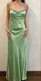 Green Vintage Fashion Beaded Spaghetti Straps Long satin Formal Prom Dress, Evening Dress, Party Dress HZ1023