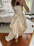 Off-white stylish elegant long satin ball gown evening dress reception wedding dress HZ1023