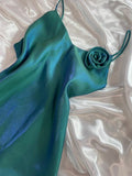 Green gradient fashion simple long elegant satin ball gown evening dress party dress HZ1023
