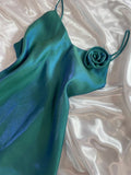 Green gradient fashion simple long elegant satin ball gown evening dress party dress HZ1023