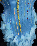 Blue gorgeous shiny elegant exquisite colorful beaded tulle long mermaid slim ball gown evening dress party dress prom dress legend of the blue sea HZ1023