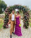 Purple Fashion Elegant A-line Long Layered Ruffle Chiffon Ball Gown Evening Dress Wedding Guest Party Dress Birthday Dress HZ1023