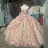 Pink/purple/green sweet lace applique long tulle quinceanera dress Ball gown evening dress HZ1023