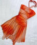 Orange Fashion Gradient Suspender Short Chiffon Homecoming Dress Evening Dress Beach Holiday Party Dress HZ1023