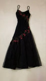 Black delicate floral beaded long tulle elegant ball gown evening dress formal birthday party dress dance dress HZ1023