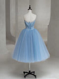 Blue shiny fashion elegant exquisite beading long tulle cute homecoming dress prom dress evening dress party dress HZ1023
