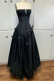 Black vintage fashion off the shoulder formal long satin formal prom dress evening gown HZ1023