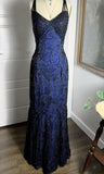 Navy Blue Shiny Elegant Exquisite Beaded Applique Straps Long Tulle Sequins Ball Gown Evening Dress Party Dress HZ1023