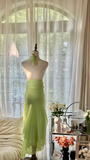Light Green Shiny Fashion Elegant Exquisite Beading Long Chiffon Fairy Ball Gown Evening Dress Birthday/Wedding Guest/Holiday Party Dress Prom Dress Valentine's Day Date Dress HZ1023