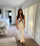 Champagne V-neck black lace mermaid long slim evening dress ball gown wedding guest dress HZ1023