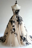 Black and white vintage fashion elegant long tulle evening dress, wedding dress, formal event dress HZ1023
